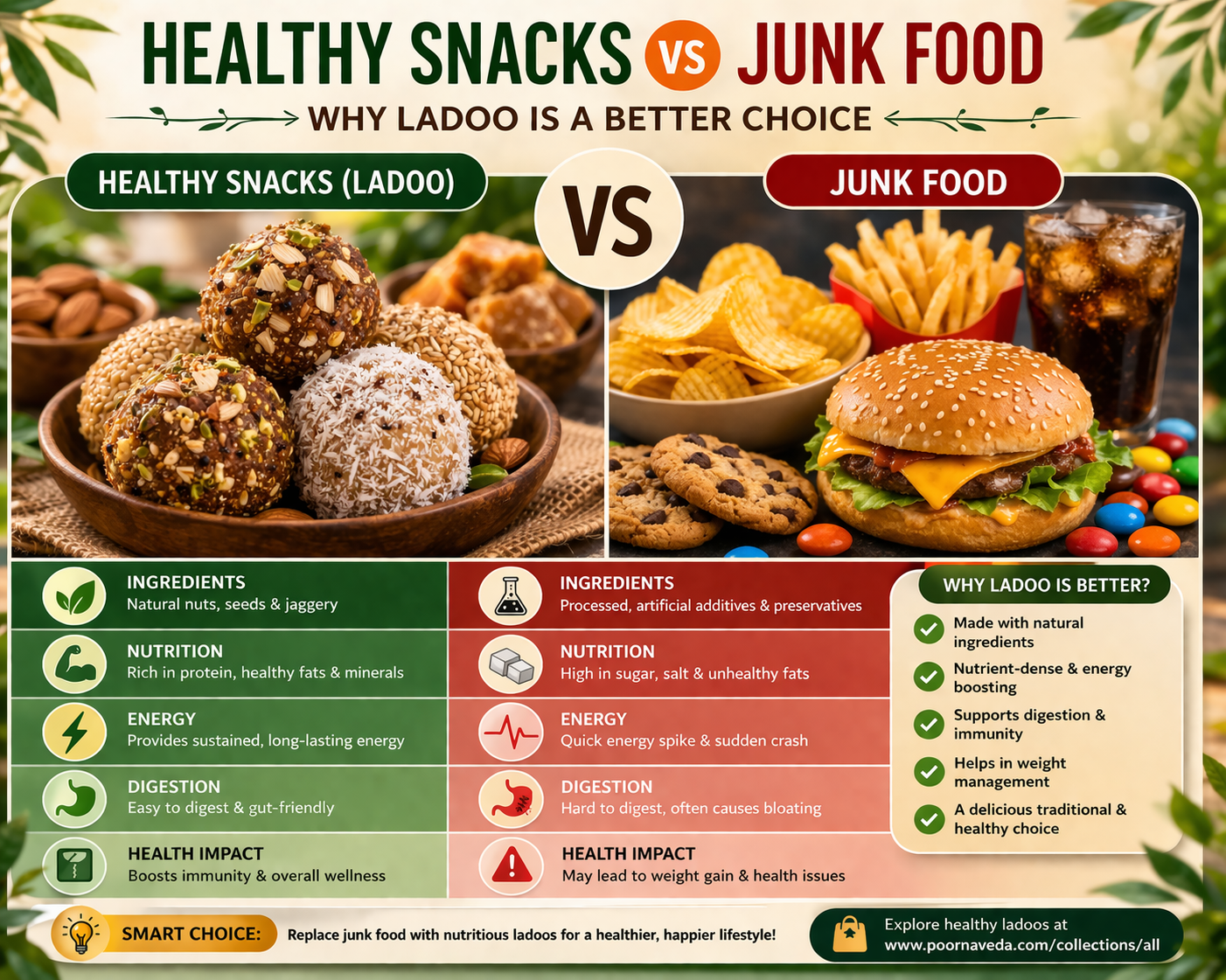 Healthy Snacks vs Junk Food: Why Ladoo is Better